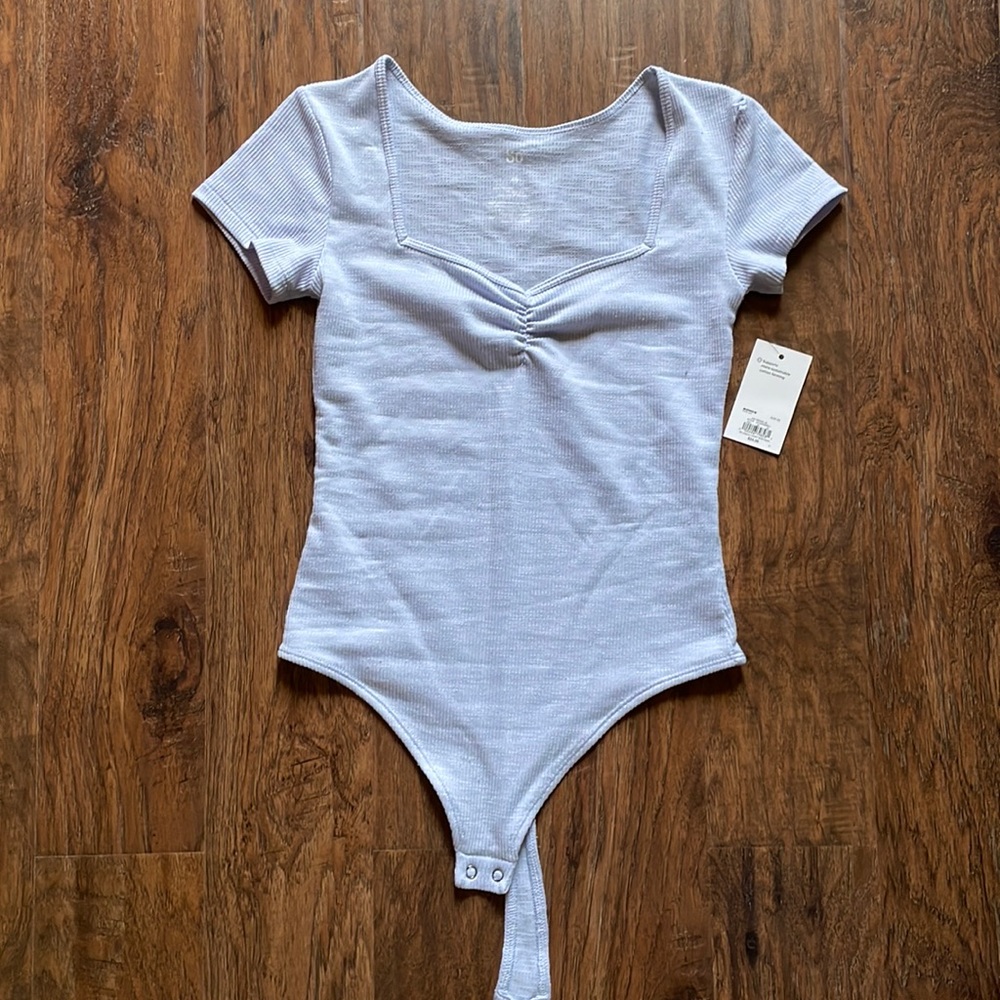🔥🔥SOLD🔥🔥NWT So Baby Blue Sweetheart Cinched Neckline Bodysuit Shirt Sleeve sz XS